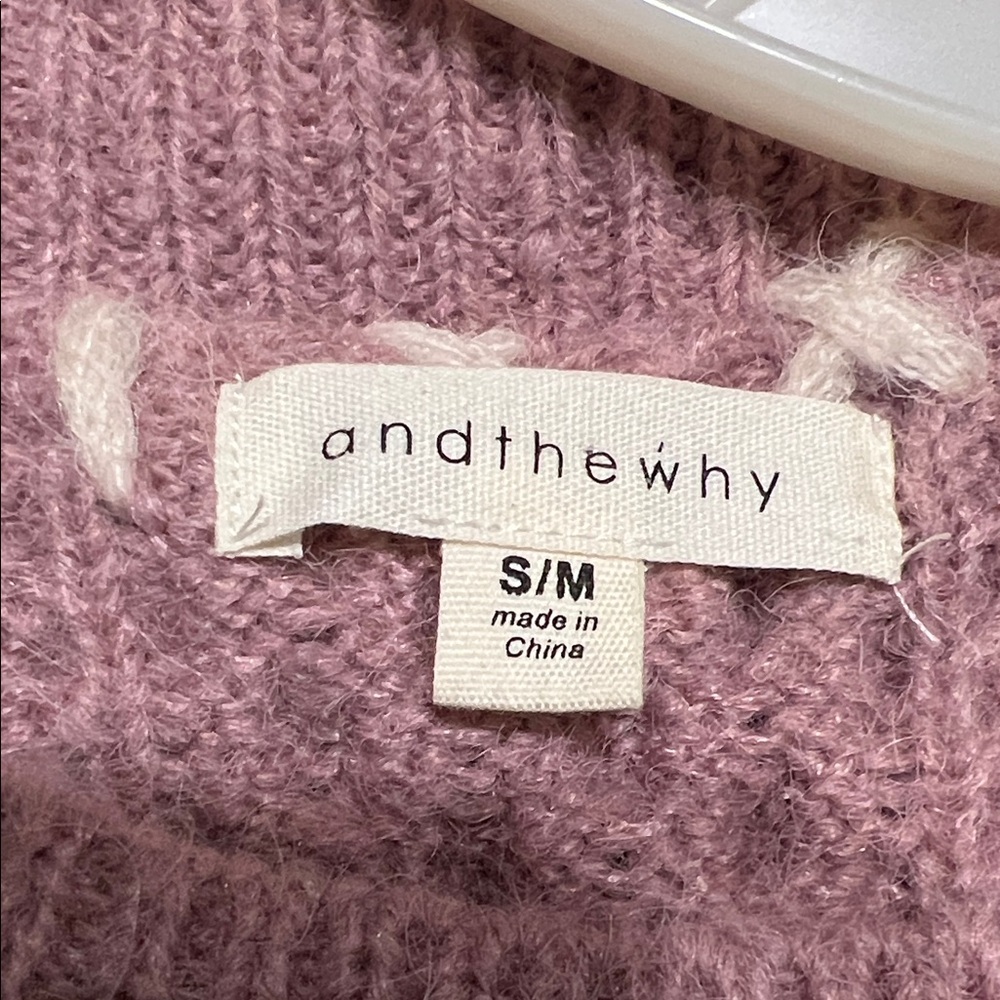 Pink Cable Knit Sweater with Love Embroidery - Picture 3 of 4